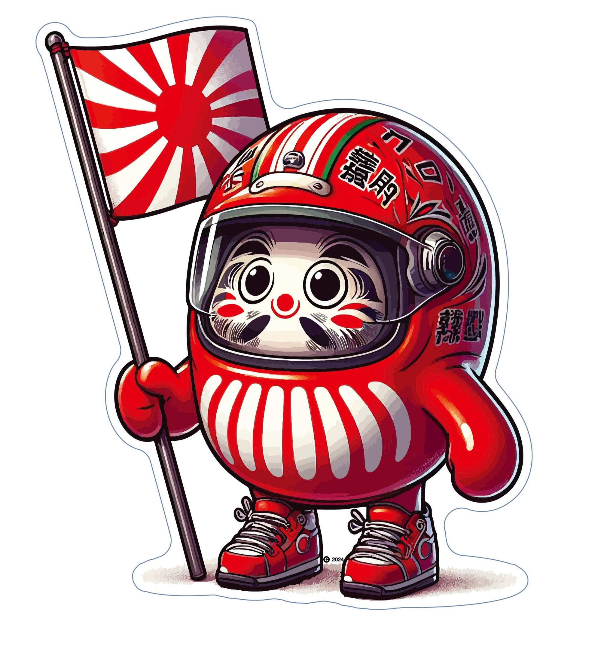 Cute Daruma with Flag